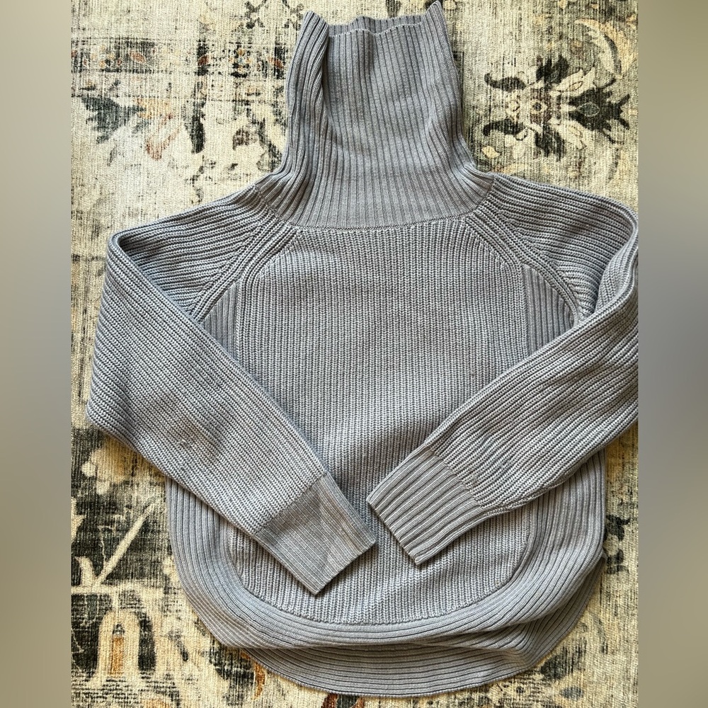 Wilfred Purple Cowl Neck Sweater with Ribbed Texture